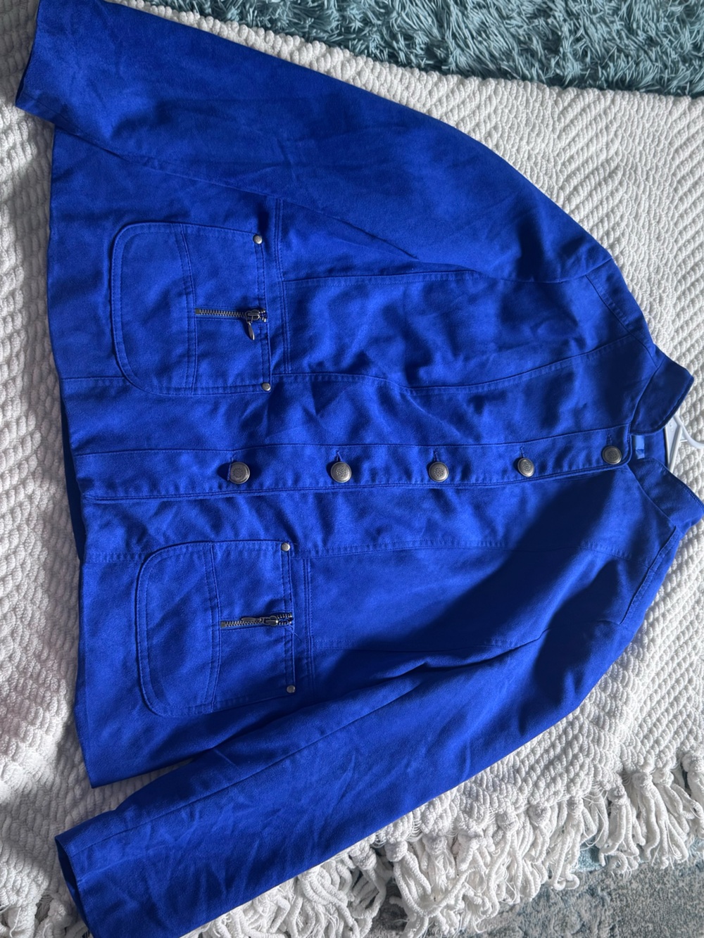 *TanJay* Royal Blue Utility Jacket with Stand Collar
